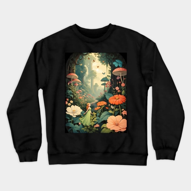 Magical Forest Walk Crewneck Sweatshirt by VivaLaRetro